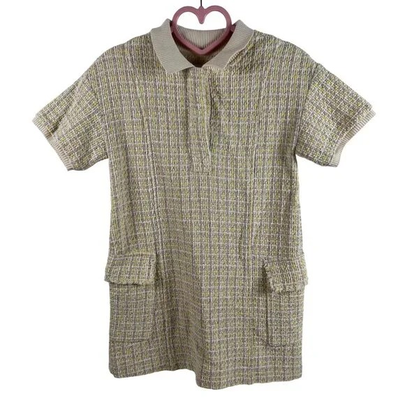 Zara Yellow and Beige Tweed Dress - Picture 1 of 16